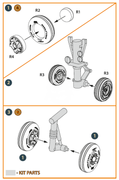 PRZEDSPRZEDAŻ - EMB-145 Wheel Set (For A-Model Kit Clear Prop CPA72123 skala 1/72