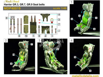 Harrier GR.3, GR.7, GR.9 Seat belts - Metallic Details MDP48019 skala 1/48