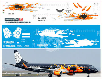 Embraer 195 Belavia World of Tanks EW-400P0 Kalkomania Pas-Decals w skali 1/144