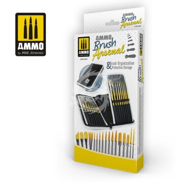 Organizer + 17 pędzli - AMMO Brush Arsenal - Brush Organization & Protective Storage AMIG8580.