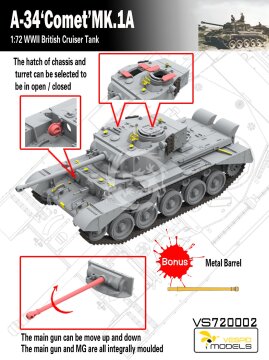 British cruiser tank A-34 Comet Mk 1A Vespid Models VS720002 skala 1/72