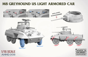 M8 Greyhound US Light Armoured Car Andy's Hobby Headquarters  AHHQ008 skala 1/16