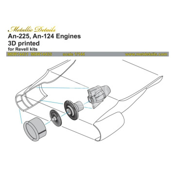 An-225 Mrija. Engines (3D-printed) Metallic Details  MDR14431 skala 1/144