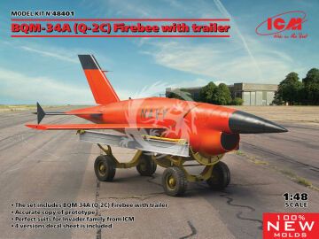Dron BQM-34A (Q-2C) Firebee with Trailer - ICM 48401 skala 1/48