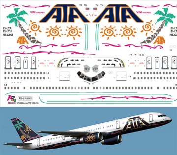 Boeing 757-200 ATA EI-LTA Kalkomania Pas-Decals w skali 1/144