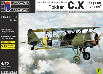 Dutch Reconnaissance Plane Fokker C.X Pegasus engine - Kovozávody Prostějov KPH7202 skala 1/72