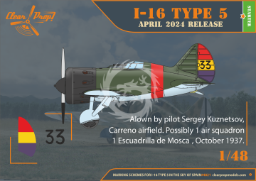 PRZEDSPRZEDAŻ - I-16 type 5 (in the sky of Spain early version) Clear Prop CP4821 skala 1/48