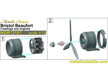 Bristol Beaufort. Cowlings and engines  - Metallic Details  MDR72107 skala 1/72