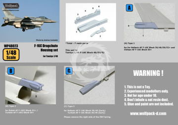 Zestaw dodatków F-16C Dragchute Housing set (for Tamiya 1/48), Wolfpack WP48023 skala 1/48