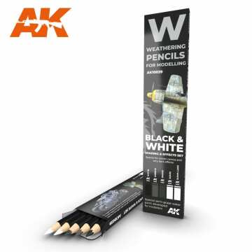 Zestaw kredek - Weathering Pencils: BLACK & WHITE Shading & Effects Set AK INTERACTIVE AK-10039