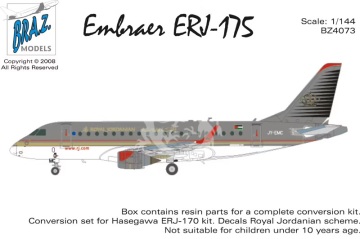 Konwersja na  Embraer ERJ-175 Royal Jordanian for Hasegawa Bra.Z Models BZ4073 skala 1/144